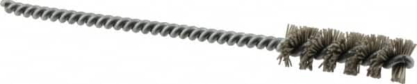 Brush Research Mfg. - 0.413" Diam Helical Nylon Tube Brush - Single Spiral, 0.018" Filament Diam, 1-1/4" Brush Length, 4-1/2" OAL, 0.14" Diam Steel Shank - Exact Tooling
