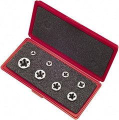 Vermont Tap & Die - 1/4-28 to 3/4-16 UNF, Hex Die Set - Carbon Steel, 8 Piece Set, Comes with Metal Case - Exact Tooling