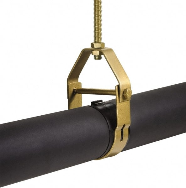 Klo-Shure - 1-3/8" Pipe, Zinc Plated Steel Clevis Mount Insulation Coupling - Trivalent Zinc & Yellow - Exact Tooling