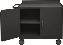 Durham - 1,200 Lb Capacity, 18" Wide x 36" Long x 39-3/4" High Mobile Cart - 2 Door, 1 Shelf, Steel, 2 Rigid/2 Swivel Casters - Exact Tooling