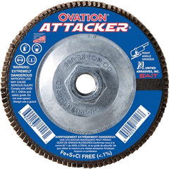 Sait - 80 Grit, 5" Disc Diam, 5/8-11 Center Hole, Type 27 Zirconia Alumina Flap Disc - 12,200 Max RPM, Fiberglass Backing, Arbor Attaching System, Coated - Exact Tooling