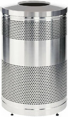 Rubbermaid - 51 Gal Silver Round Decorative Waste Receptacle With Top - Stainless Steel, 902mm High - Exact Tooling