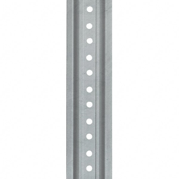 Nucor - 12' High, Galvanized Traffic Sign Post - Steel, 3/8" Hole Diam, Silver - Exact Tooling
