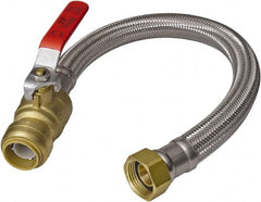 SharkBite - 3/4" Push to Connect Inlet, 3/4" FIP Outlet, Braided Stainless Steel Flexible Connector - Stainless Steel, Use with Water Air Connectors - Exact Tooling
