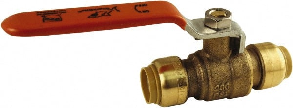 SharkBite - 1 x 1" Pipe, Standard Port, Brass Standard Ball Valve - Inline - Two Way Flow, Push-to-Connect x Push-to-Connect Ends, Steel Handle, 200 WOG - Exact Tooling