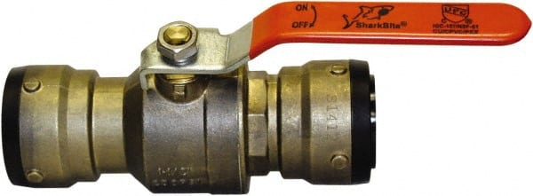 SharkBite - 1-1/4" Pipe, Standard Port, Brass Standard Ball Valve - Inline - Two Way Flow, Push-to-Connect x Push-to-Connect Ends, Steel Handle, 200 WOG - Exact Tooling