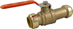 SharkBite - 1 x 1" Pipe, Standard Port, Brass Standard Ball Valve - Inline - Two Way Flow, Push-to-Connect x Push-to-Connect Ends, Steel Handle, 200 WOG - Exact Tooling