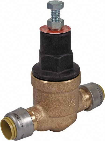 SharkBite - 1/2" Pipe, Push Fit End Connection, Bronze Body Pressure Regulating Valve - EPDM Seal, 200 psi Inlet Pressure, 10 to 70 psi Working Pressure - Exact Tooling