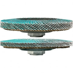 3M - 40 Grit, 4-1/2" Disc Diam, 5/8-11 Center Hole, Type 29 Zirconia Alumina Flap Disc - 13,300 Max RPM, Cloth Backing, Arbor Attaching System, Coated - Exact Tooling