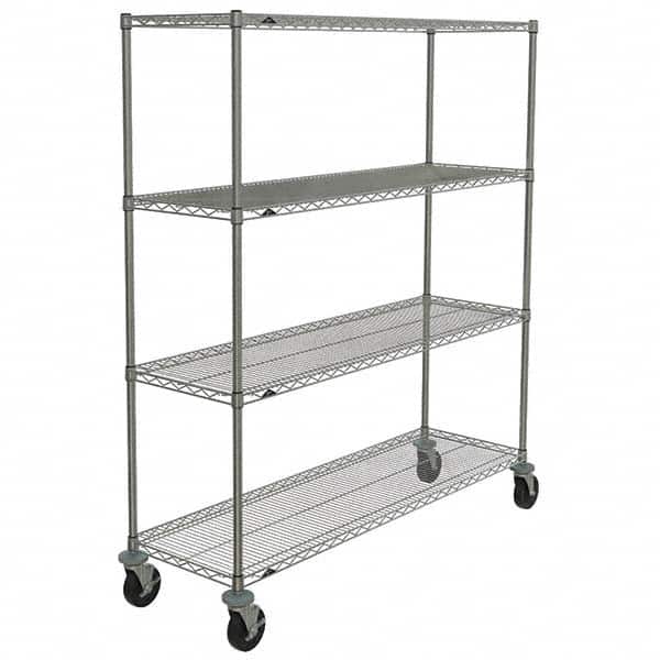 Metro - 600 Lb Capacity 4 Shelf Mobile Wire Shelving Unit - Add-On Unit - Exact Tooling