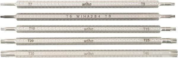 Wiha - 5 Piece, 1/4" Drive Screwdriver Insert Torx Bit Set - T6 to T40 Torx - Exact Tooling