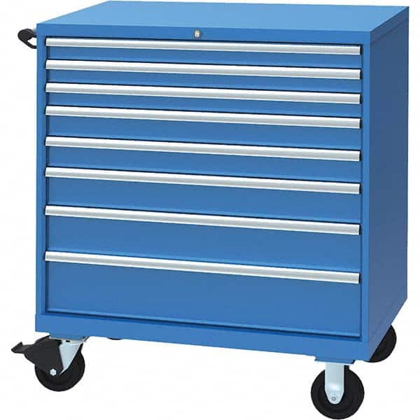 LISTA - 8 Drawer, 117 Compartment Bright Blue Steel Modular Storage Cabinet - Exact Tooling