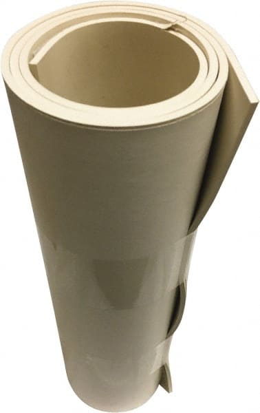 Value Collection - 1/8" Thick x 36" Wide x 10' Long White Buna-N Rubber Roll - Stock Length, Adhesive Back, 1,000 psi Tensile Strength, -30°F to 220°F - Exact Tooling