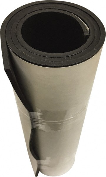 Value Collection - 1/8" Thick x 36" Wide x 10' Long Black Neoprene Rubber Roll - Stock Length, Adhesive Back, 60 Shore A Durometer, 1,000 psi Tensile Strength, -20°F to 170°F - Exact Tooling