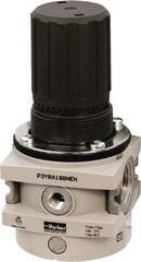 Parker - 3/4 NPT Port, 380 CFM, Aluminum Hi-Flow Regulator - 0 to 232 psi Range, 254 Max psi Supply Pressure, 1/4" Gauge Port Thread, 3-1/2" Wide x 7.2" High - Exact Tooling