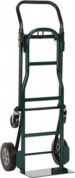 Harper Trucks - 700 Lb Capacity 48" OAH Convertible Hand Truck - 14 x 7" Base Plate, Continuous Handle, Steel, Solid Rubber Swivel Wheels - Exact Tooling