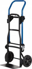 Harper Trucks - 500 Lb Capacity 44" OAH Quick Change Convertible Hand Truck - 14 x 7-1/2" Base Plate, Continuous Handle, Steel, Solid Rubber Swivel Wheels - Exact Tooling