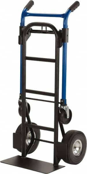 Harper Trucks - 900 Lb Capacity 48" OAH Quick Change Convertible Hand Truck - 18 x 9" Base Plate, Dual Handle, Steel, Swivel Polyurethane Wheels - Exact Tooling