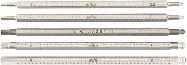 Wiha - 5 Piece Hex Drive Bit Set - Ball End Hex Point - Exact Tooling