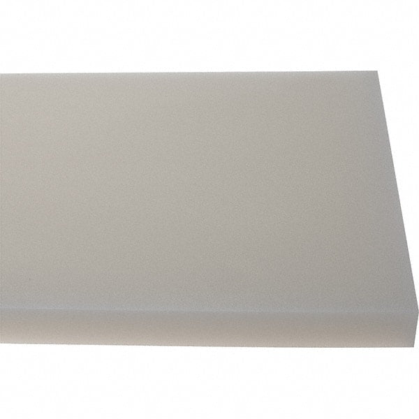 Made in USA - 3/4" Thick x 7-1/2" Wide x 4' Long, Polyethylene (HDPE) Sheet - White, Shore D-65 Hardness, Cutting Board Grade, ±10% Tolerance - Exact Tooling