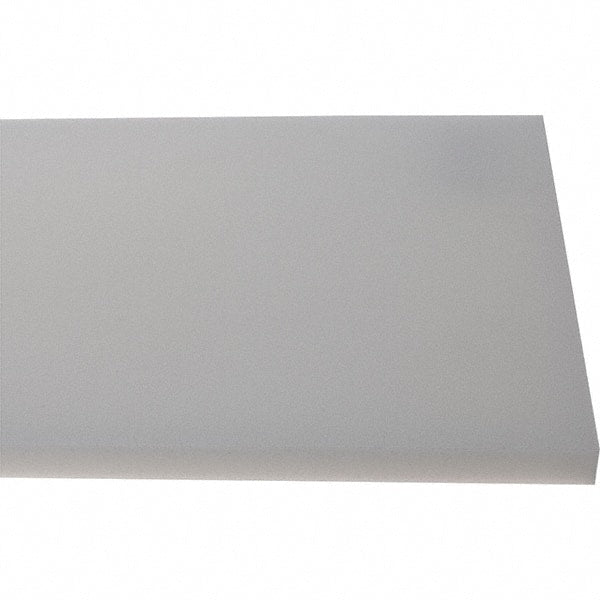 Made in USA - 1/2" Thick x 7-1/2" Wide x 4' Long, Polyethylene (HDPE) Sheet - White, Shore D-65 Hardness, Cutting Board Grade, ±10% Tolerance - Exact Tooling