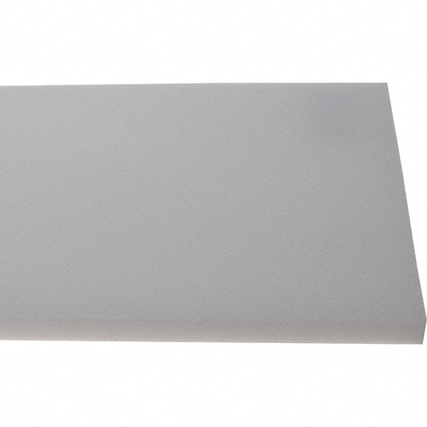Made in USA - 1/2" Thick x 7-1/2" Wide x 8' Long, Polyethylene (HDPE) Sheet - White, Shore D-65 Hardness, Cutting Board Grade, ±10% Tolerance - Exact Tooling