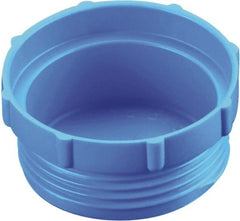 Caplugs - Serrated Round Head, Threaded Plug - 1.38" OD, 45/64" Long, High-Density Polyethylene, Blue - Exact Tooling