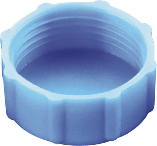 Caplugs - Round Head, Threaded Cap - 7/16" Long, High-Density Polyethylene, Blue - Exact Tooling