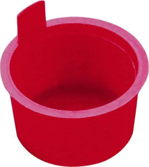 Caplugs - 0.302" ID, Pull-Tab, Round Head, Tapered Plug - 0.44" OD, 3/8" Long, Low-Density Polyethylene, Red - Exact Tooling