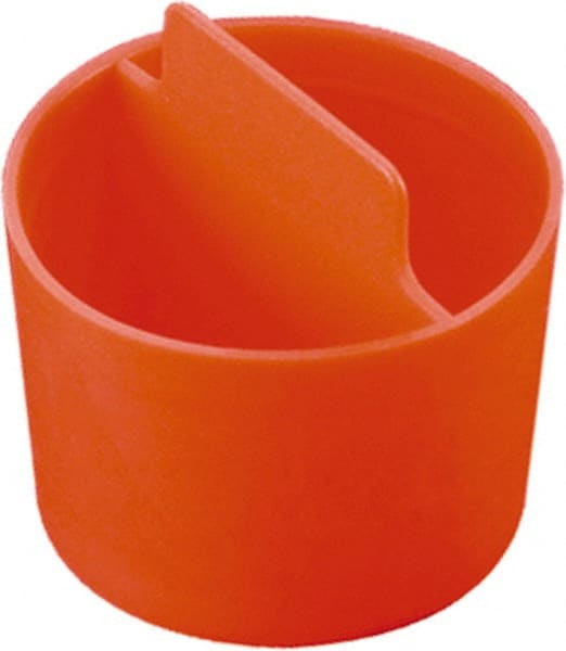 Caplugs - 0.639" ID, Pull-Tab, Round Head, Tapered Plug - 3/4" Long, Low-Density Polyethylene, Orange - Exact Tooling