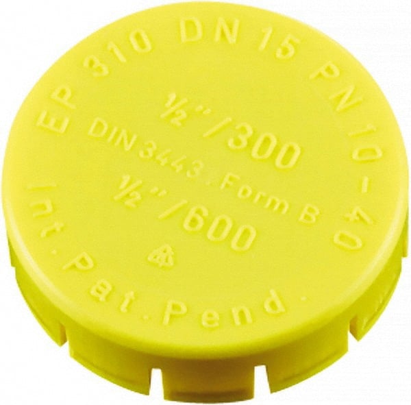 Caplugs - 3.74" ID, Push-On Flange Cap - 43/64" Long, Low-Density Polyethylene, Yellow - Exact Tooling