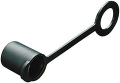 Caplugs - 0.36" ID, Round Head, Tethered Cap - Low-Density Polyethylene, Black - Exact Tooling