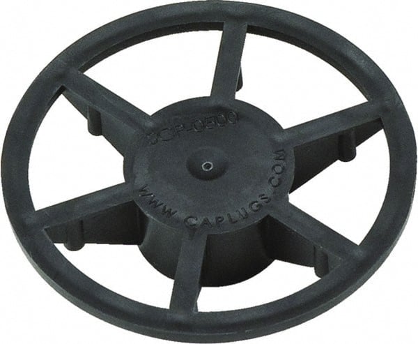 Caplugs - 1" ID, Pin Wheel Cap - 35/64" Long, Low-Density Polyethylene, Black - Exact Tooling