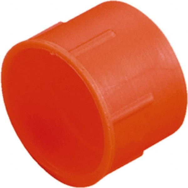 Caplugs - 0.387" ID, Serrated Round Head Tube Cap - 3/8" Long, Low-Density Polyethylene, Orange - Exact Tooling