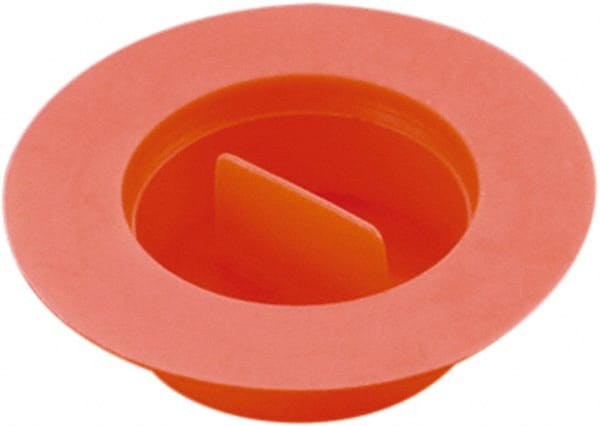 Caplugs - 2.05" ID, Pull-Tab, Tapered Plug with Flange - 3/4" Long, Low-Density Polyethylene, Orange - Exact Tooling