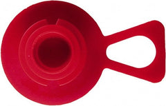 Caplugs - 1/2" ID, Pull-Tab Plug - 3/4" OD, 1-11/32" Long, Low-Density Polyethylene, Red - Exact Tooling