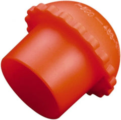 Caplugs - 0.82" ID, Serrated Round Head Cylinder Valve Cap - 1" Long, Low-Density Polyethylene, Orange - Exact Tooling