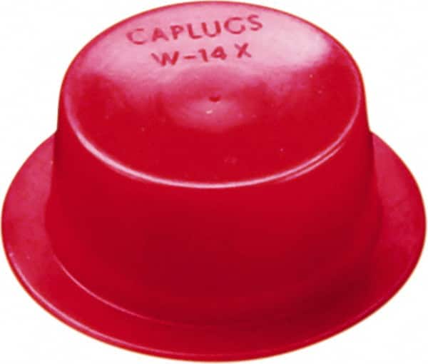 Caplugs - 0.111" ID, Round Head, Tapered Cap/Plug with Flange - 0.56" OD, 3/8" Long, Low-Density Polyethylene, Red - Exact Tooling