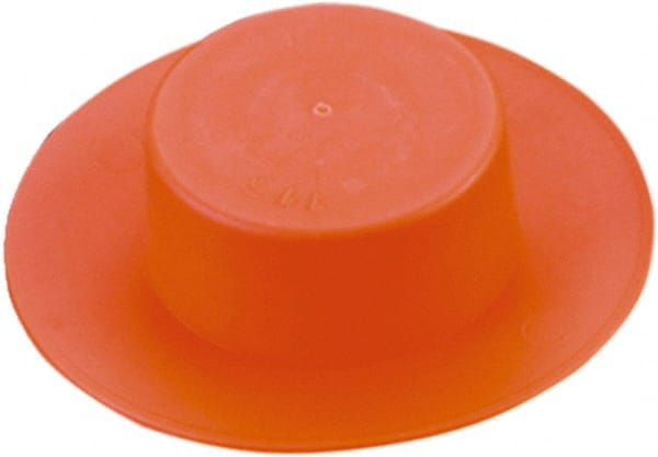 Caplugs - 0.585" ID, Round Head Flange Plug - 1.44" OD, 1/2" Long, Low-Density Polyethylene, Orange - Exact Tooling