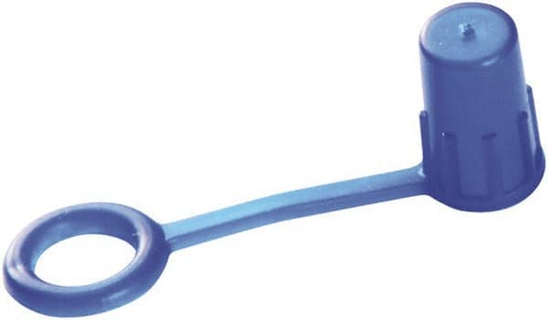 Caplugs - 1/4" ID, Round Head, Tethered Cap - 3/4" Long, Low-Density Polyethylene, Blue - Exact Tooling