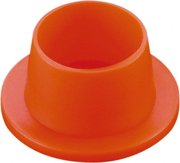 Caplugs - 0.59" ID, Round Head, Tapered Plug - 1/2" Long, Low-Density Polyethylene, Orange - Exact Tooling