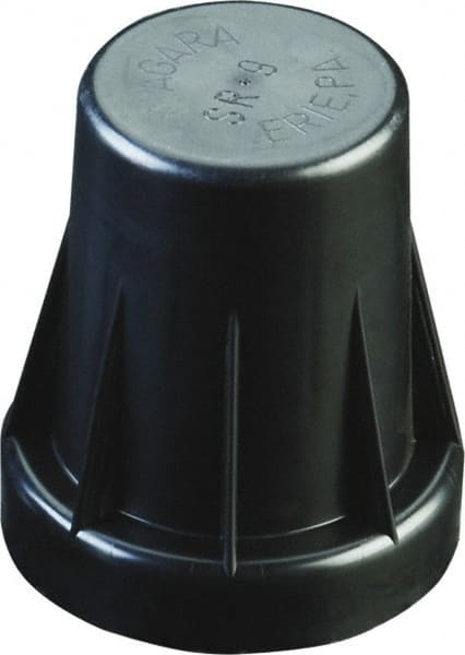 Caplugs - 0.935" ID, Serrated Round Head Sucker Rod Cap - 1-11/16" Long, Low-Density Polyethylene, Black - Exact Tooling
