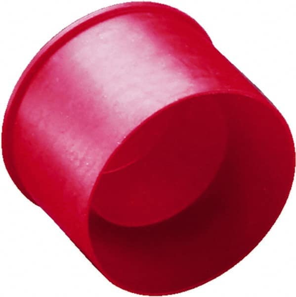 Caplugs - 0.17" ID, Round Head Tube & Nut Cap - 37/64" Long, Low-Density Polyethylene, Red - Exact Tooling