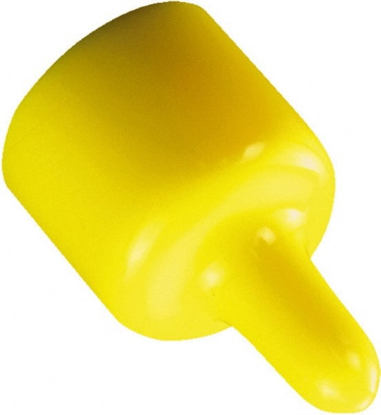 Caplugs - 0.122" ID, Pull-Tab Cap - 1-1/2" Long, Vinyl, Yellow - Exact Tooling