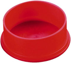 Caplugs - 1.097" ID, Round Head Utility Cap - 1.34" OD, 9/16" Long, Low-Density Polyethylene, Red - Exact Tooling
