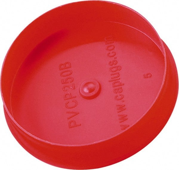 Caplugs - 2.71" ID, Round Head Pipe Plug - 2.84" OD, 21/32" Long, Low-Density Polypropylene, Red - Exact Tooling
