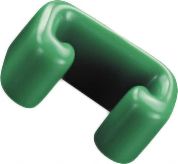 Caplugs - 1-1/4" x 3/4", Flexible Push-On U-Frame End Cap - 3/4" Long, Vinyl, Green - Exact Tooling