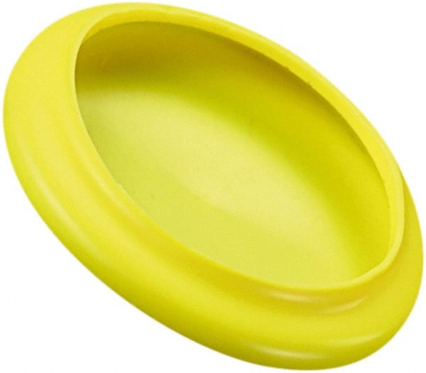Caplugs - Flexible, Round Head Flange Cap - 1.62" OD, 1/16" Long, Vinyl, Yellow - Exact Tooling