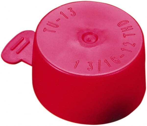 Caplugs - 0.367" ID, Flexible, Tear-Tab Cap - 7/16" Long, Vinyl, Red - Exact Tooling