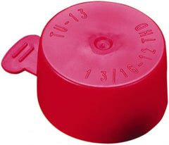 Caplugs - 0.367" ID, Flexible, Tear-Tab Cap - 7/16" Long, Vinyl, Red - Exact Tooling
